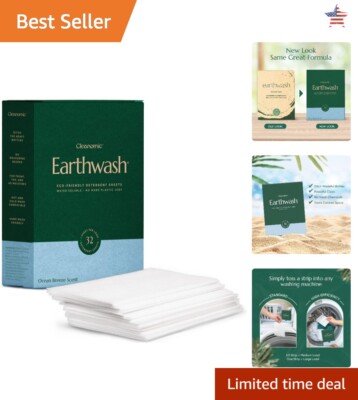 32 Count Laundry Detergent Sheets - Space Saver for Travel & Home - Ocean Breeze