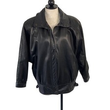Gino Di Giorgio By Commit Vintage 80s Womens Jacket Size S Black Batwing Leather