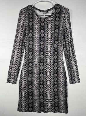 HM Divided Bodycon Mini Dress Size Small Shades of Grey Snakeskin Print