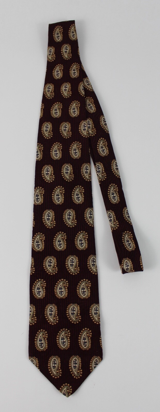 Bill Blass Tie Men’s Black Label Silk Burgundy Gold Paisley 58