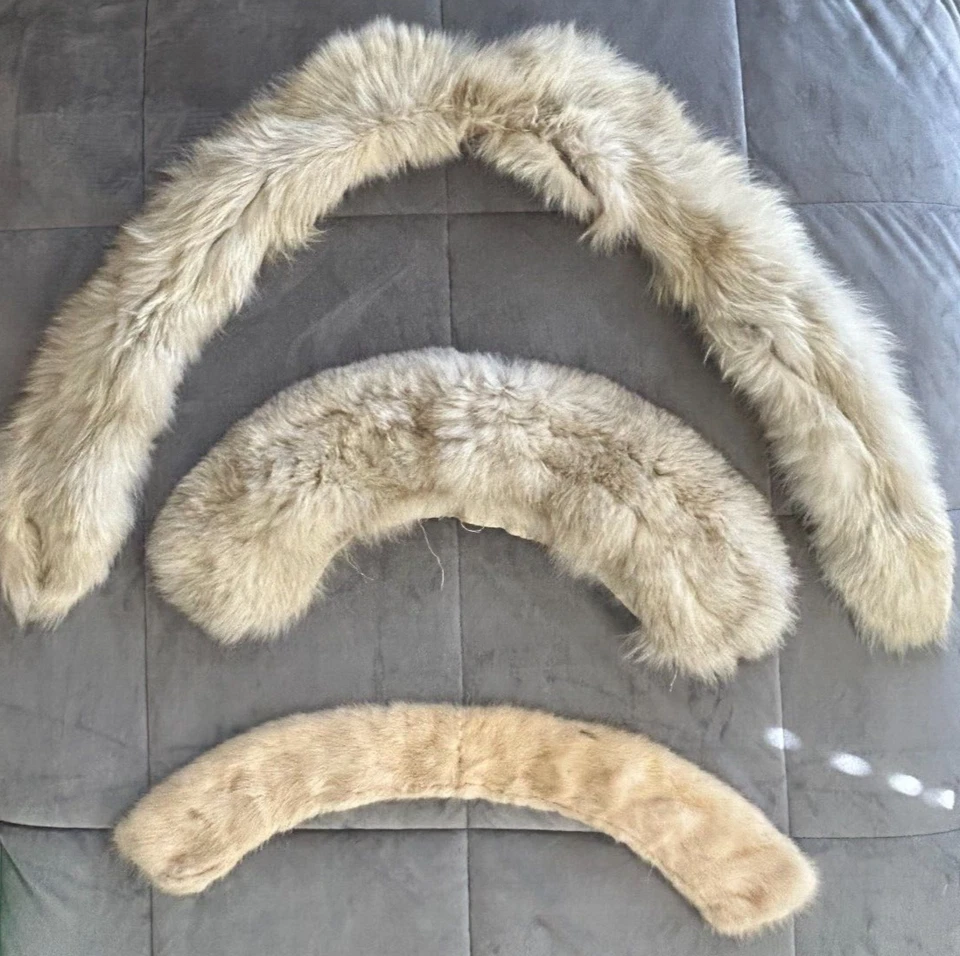 Lot of 6 Genuine Fur Collars Trim Stole Replacement Pieces Fox Mink Blonde Brown - Image 2 of 4