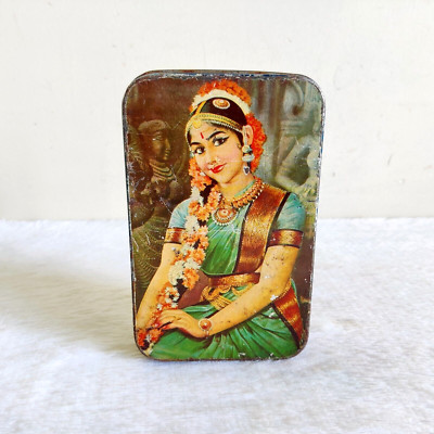 Vintage Traditionell Indien Lady Tänzer Grafik Nutrine Süßwaren Tinbox TB218