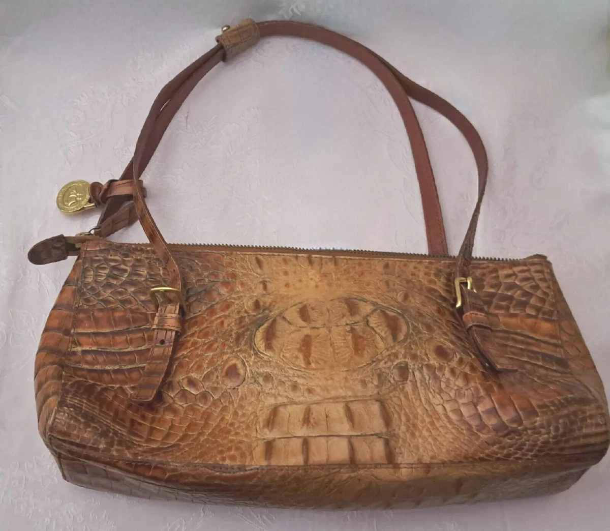 Vintage Brahmin embossed leather crocodile satchel shoulder bag