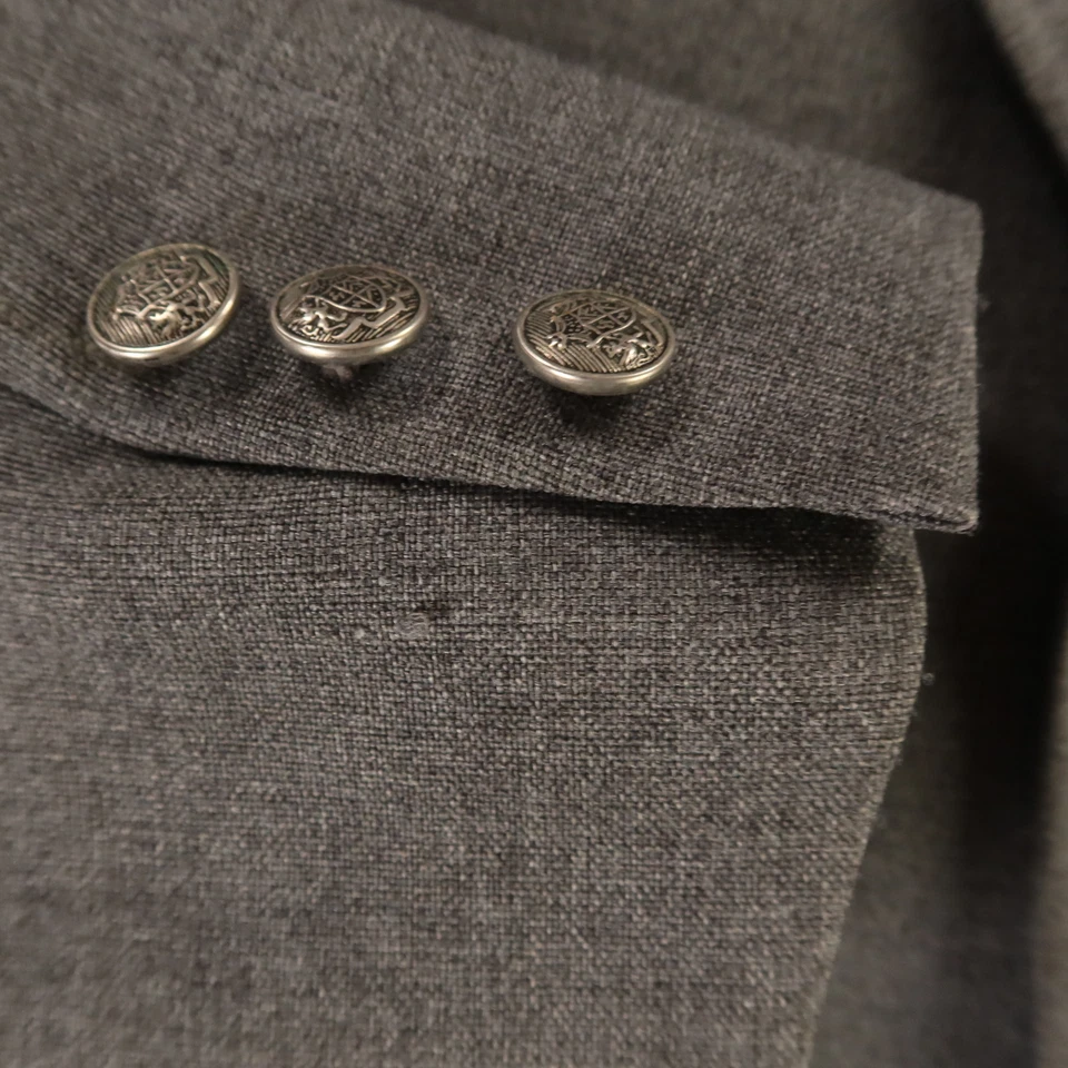 Винтажный хопсак куртка L серый вересковый шерсти Blazer нашивки карманы 1/4 с подкладкой 44R - Изображение 4 из 4