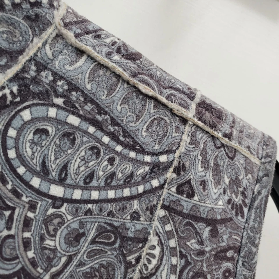 Charter Club Women's Gray Paisley Sueded Sherpa Lined Sleeveless Zip Up Vest L - Image 2 of 4