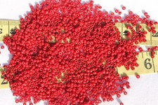 9/0 Vintage French Glass Opaque Dark Red Seed Beads Crafts Jewelry Making/ 1oz