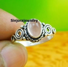 Rose Quartz Gemstone 925 sterling silver handmade Gift Ring US size 5 to 10
