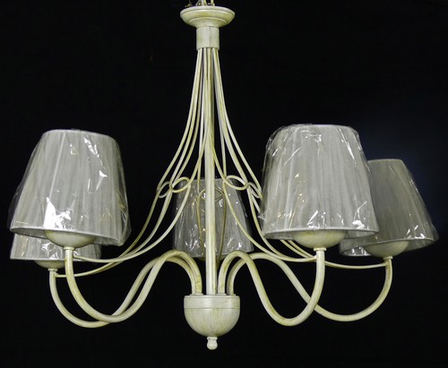 Lampadario in ferro forgiato e paralumi shabby chic per camera da letto Art.B56 - Picture 2 of 8