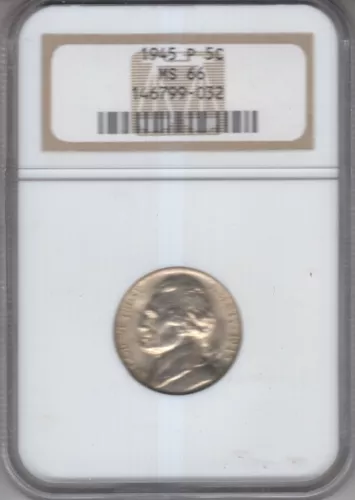 1945 P SILVER WARTIME NICKEL NGC CERTIFIED MS66 DEEP FROSTY WHITE