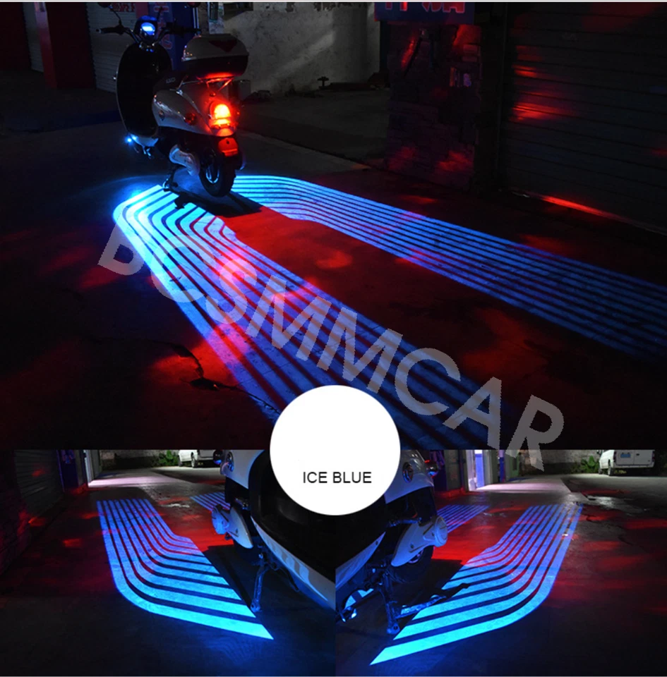 LED Motorcycle Welcome Light Side Wings Projector Ambient Light Blue Waterproof - Image 4 of 4