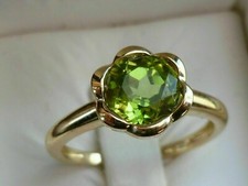 2.00CT Round Cut Simulated Peridot Women's Solitaire Ring 14K Yellow Gold Plated