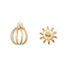 10 Bright Gold 11mm Straight Bar Cage Drops Charms Bead Findings Cages Pendants