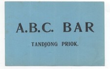 1920s Advertising Card for the A.B.C. Bar Tandjong Java Indonesia