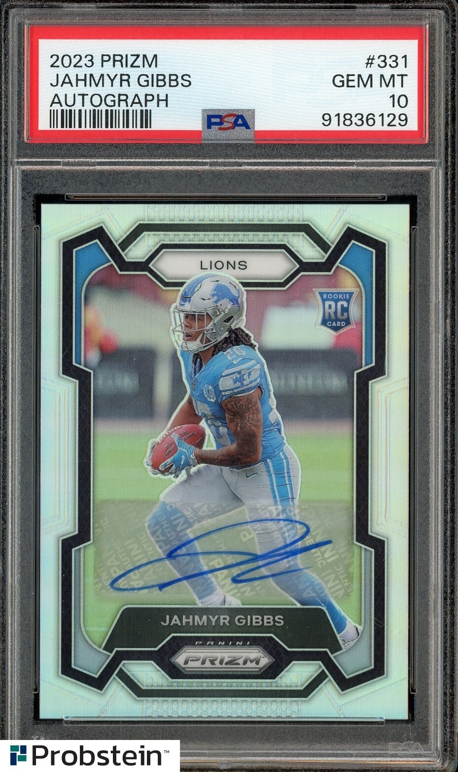 Carte Sportive NFL 2022 – Jahmyr Gibbs 1/1 Vague Feuille Rose Portrait Métal RC Auto