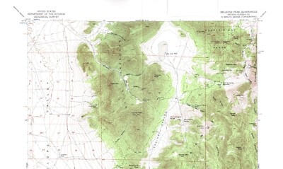 Bellevue Peak Quadrangle Nevada 1956 Topo Map Vintage USGS 15 Minute Topographic
