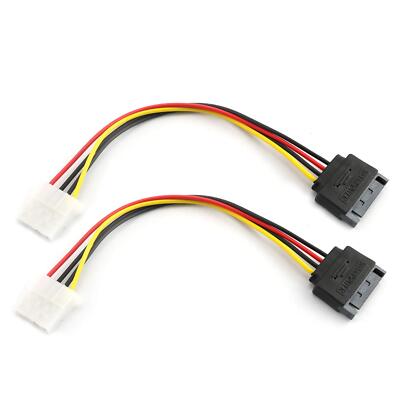 SATA Male to IDE Molex 4Pin Female HDD Power Adapter Cable 15 Pin 20cm 2 Pack