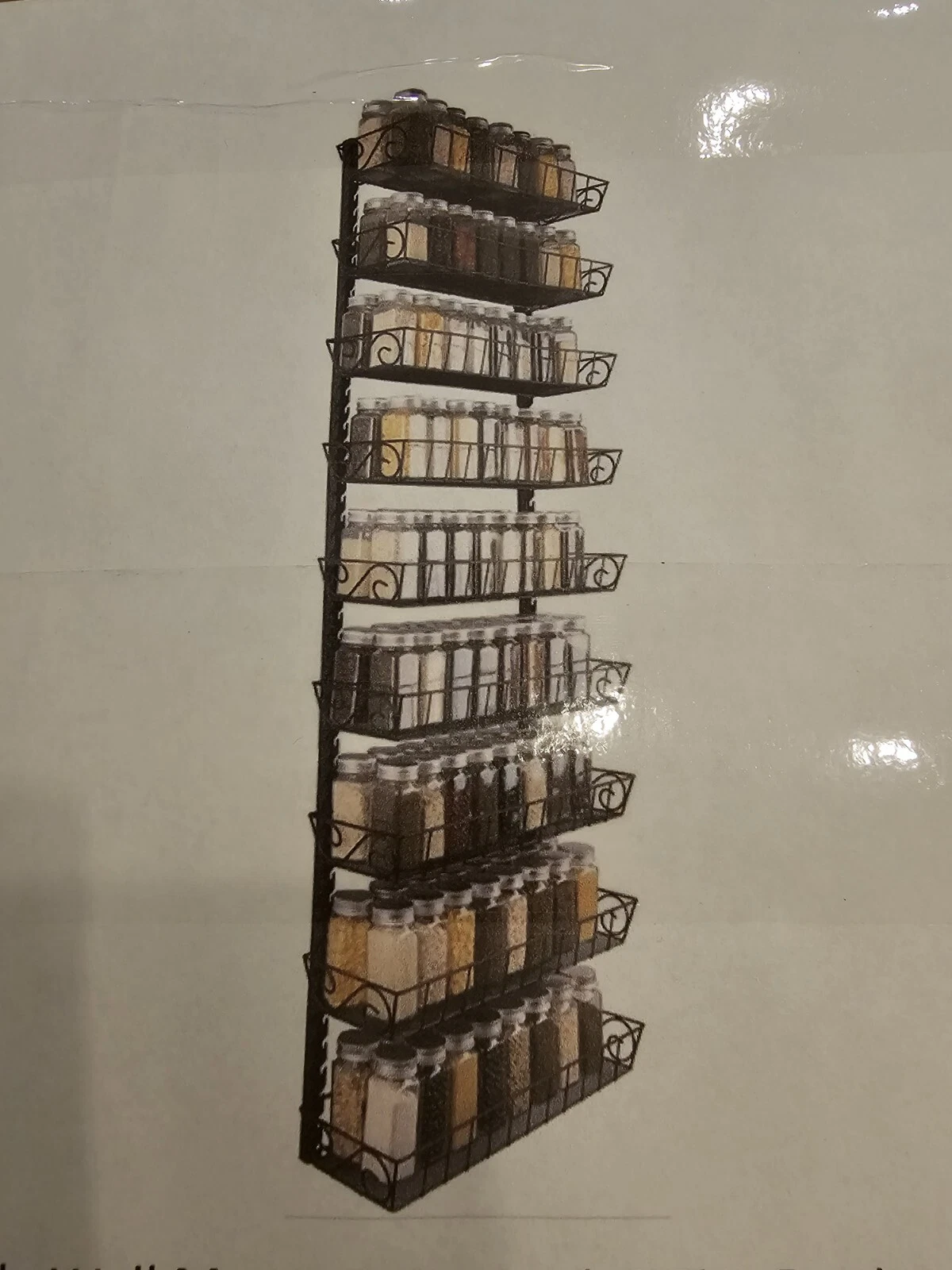 Adjustable Wall Mount Spice Rack, 9-Tier Dual-Use, Black