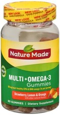 Nature Made Multi  Omega-3 Gummies Strawberry, Lemon  Orange 80 EA