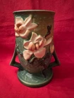 1940’s Roseville Pottery Green Art Deco Magnolia Vase Double Handle 87-6