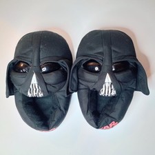 Star Wars Darth Vader Plush Slippers Kids Size L 2-3 Black 3D House Shoes Disney