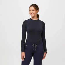 Figs Salta Seamless Longsleeve Underscrub in Navy, Size Large