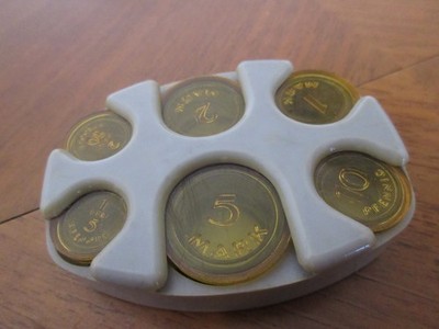 DM Münzspender Deutsche Mark Kleingeld Münzbox Portemonnaie Münzen vintage