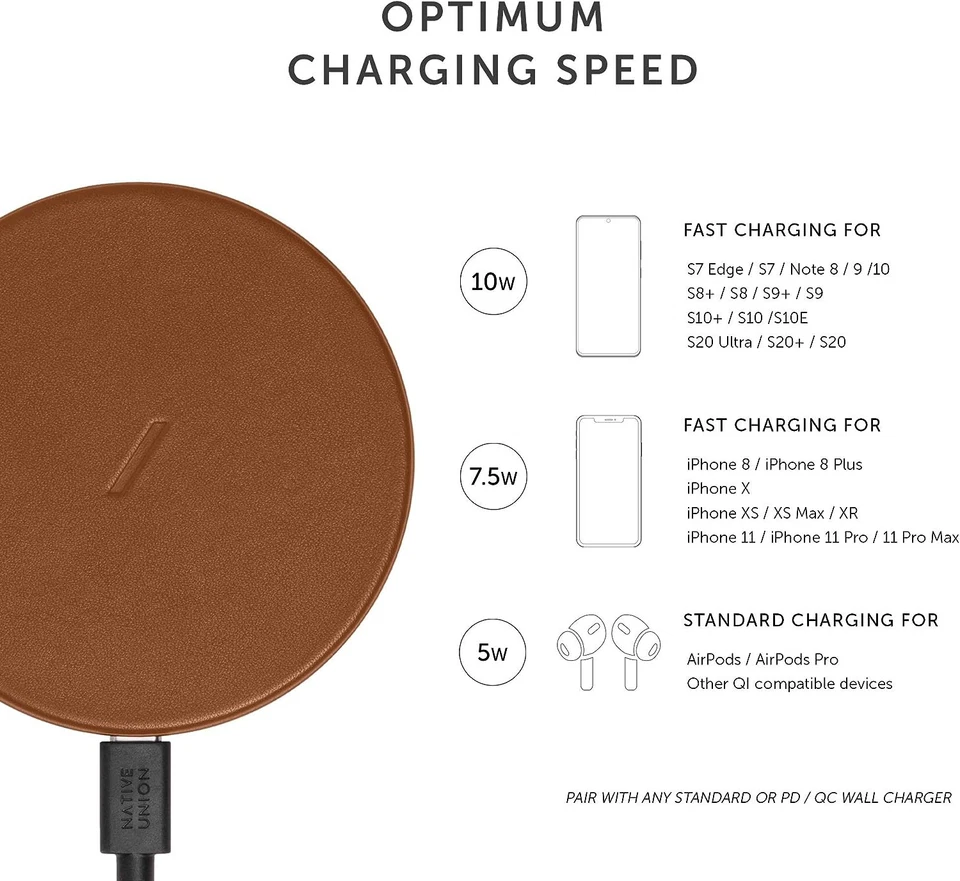 Native Union Drop Wireless Charger Pad 7.5W - Tan - Image 4 of 4