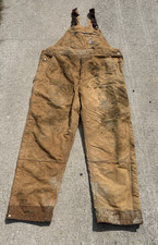 Carhartt Double Knee Dungaree Bibs 52x32 Distressed Overalls Work Farm Vintage