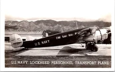 1943 U.S.  NAVY Lockheed Personnel Transport AIRPLANE Real Photo Postcard
