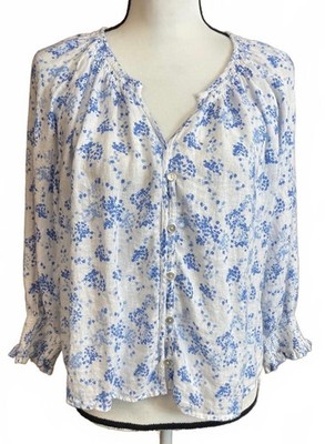 Rails Mariah Blue Blossoms linen blend blouse medium
