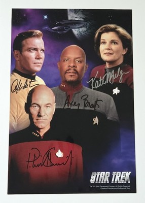 Star Trek 4 Captains Signed 2005 Creation Ent COA Shatner Stewart Mulgrew Brooks