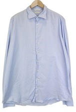 SUITSUPPLY Men's Formal Shirt 47L/18 1/2L Slim Blue Striped Pure Cotton 