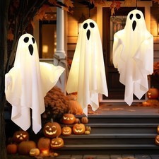 9FT Battery Powered Halloween Decoration Ghost Garland Lights Banner Party Decor