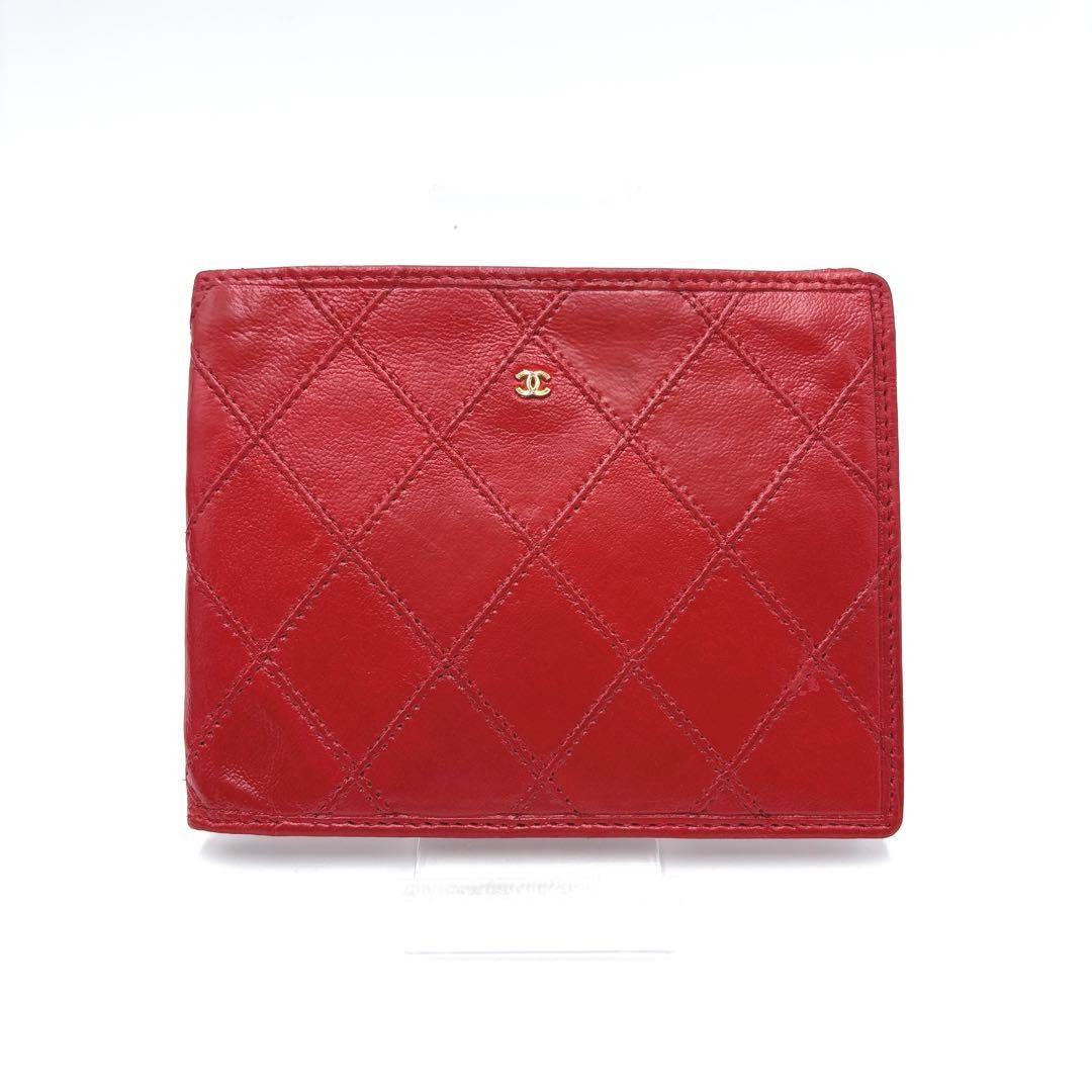 Chanel Bicolore Coco Mark Bifold Wallet Red Authentic Verified