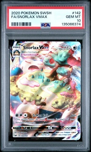 2020 POKEMON SWORD & SHIELD #142 FULL ART/SNORLAX VMAX PSA 10
