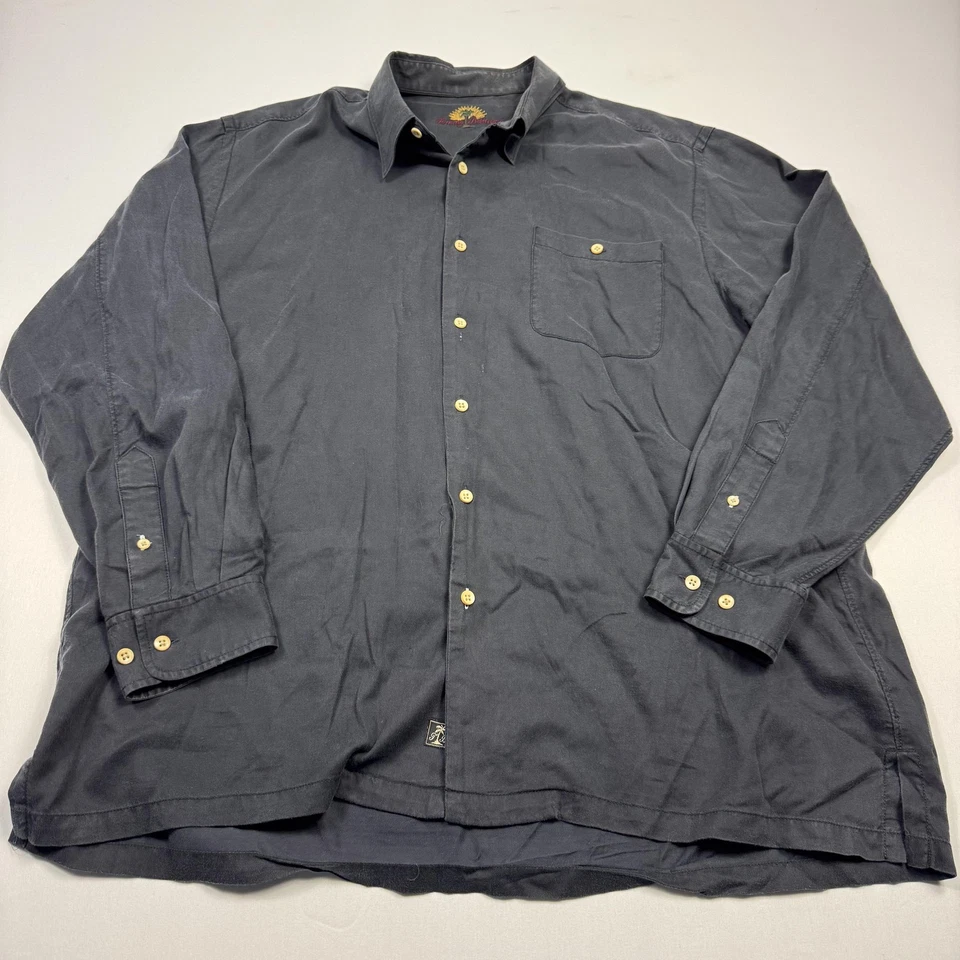 Tommy Bahama Shirt Mens XL Charcoal Gray Tencel Lyocell Button Down Long Sleeve - Image 2 of 4