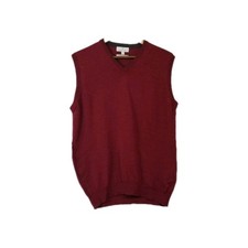 Toscano Firenze Burgundy Merino Wool Sweater Vest Made in Italy Size Large