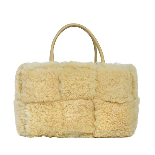 Bottega Veneta Arco Intrecciato Tote Bag Handbag 652867 Shearling Leather Brand