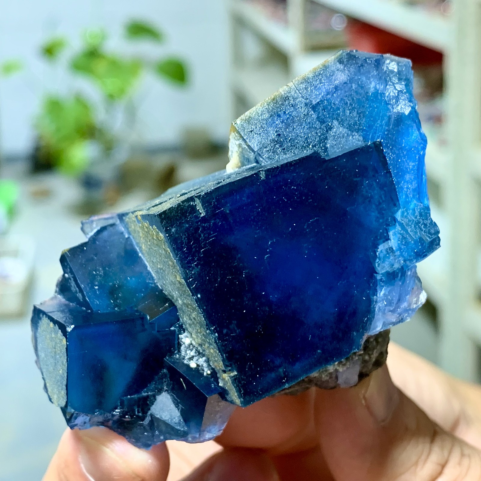 127G Transparent Blue-Green Cubic Fluorite Crystal Specimen from China