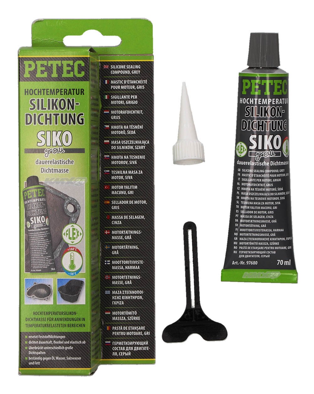 Petec Sealant Silicone Sealant Heat-resistant 260°C 70ml Gray