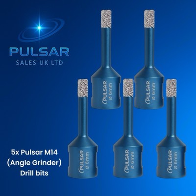 5x Pulsar M14 (Winkelschleifer) Hochleistungs 6mm Diamant Fliesen Trockenbohrkrone
