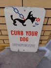 Vtg Tin Sign Curb Your Dog Chicago Park District Vintage Metal Sign 12" x  8"