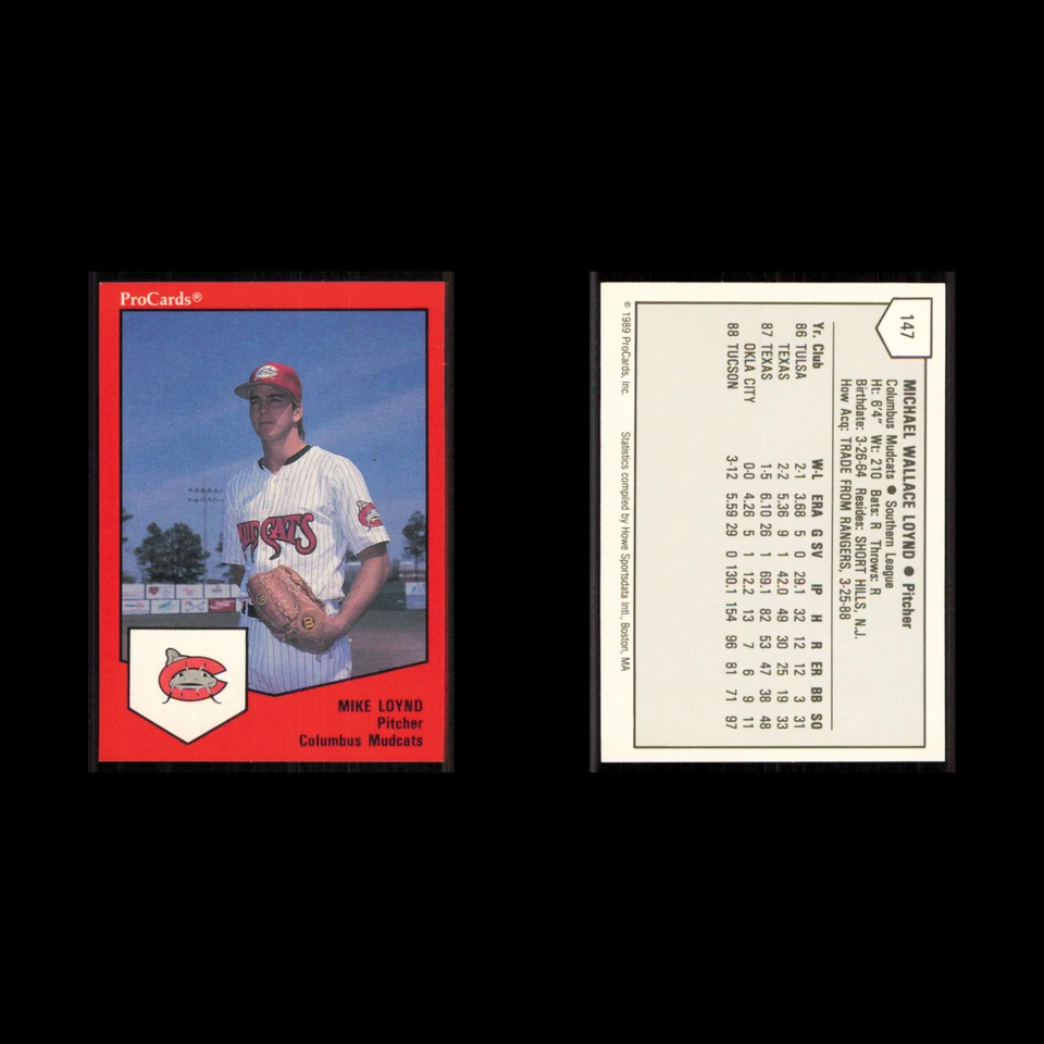 Mike Loynd #147 1989 ProCards Minor League Team Sets Columbus Mudcats Baseball - Image 3 of 3