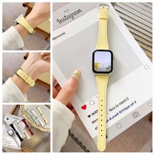 Slender Leather Adjustable Strap For Apple Watch Series 10 9 8 7 6 5 4 Ultra SE