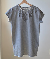 rag & bone/JEAN Sweatshirt Dress Women’s L Gray Embroidered Eyelet Tunic Mini