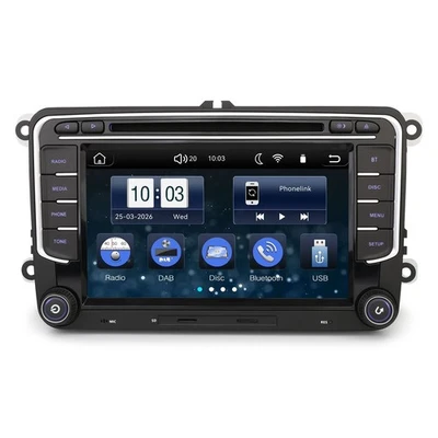 7" Autoradio CarPlay CD DAB+ BT pour VW T5 Caddy Polo Tiguan Golf 5/6 Passat B6 - Photo 1/4