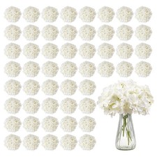 VEVOR 65 Pcs Artificial Silk Hydrangea Flowers 9.8 In Bouquet Arrangement White