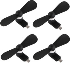 4 Pack USB C Mini Phone Fan Portable Plug In Fan for iPhone 15 16 Samsung Black