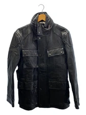 BURBERRY LONDON◆Leather jacket/blouson/M/sheepskin/BLK/plain/