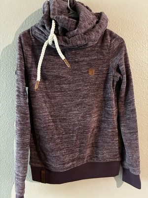Naketano Women s Cowl Neck Dusty Rose Hoodie Sweatshirt With Tan Size Small